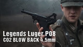 Legends Luger P08 CO2 BlowBack 45mm Schusstest [upl. by Enyrhtac]