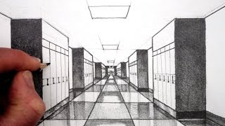 How to Draw 1Point Perspective for Beginners A Hallway [upl. by Anisirhc]