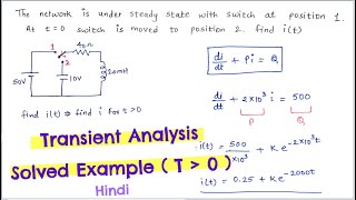 TRANSIENT ANALYSIS Solved Example  for t greater than 0 condition  Hindi [upl. by Guthry]