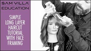 Simple Long Layered Hair Haircut Tutorial with Face Framing [upl. by Eziechiele]