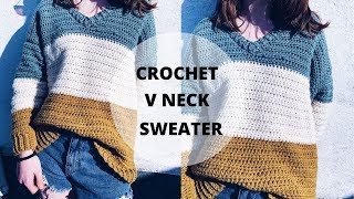 Quick and Easy Crochet V Neck Sweater S5XL [upl. by Akerahs]