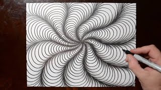 How to Draw Curved Line Illusions  Spiral Sketch Pattern 10 [upl. by Notsuh575]