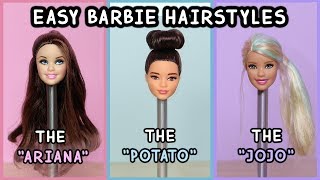 5 Easy Barbie Doll Hairstyles Tutorial [upl. by Hsakiv]