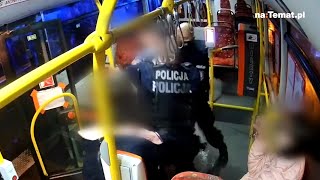 INTERWENCJA POLICJI w Jeleniej Górze Nagranie z monitoringu autobusu [upl. by Aiker]