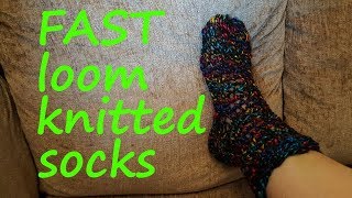 FAST Loom Knitted Socks [upl. by Idyak]