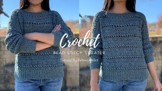 Crochet Bead Stitch Sweater Pattern Learn to Crochet a Simple Sweater [upl. by Adialeda]