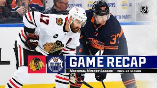 Blackhawks  Oilers 125  NHL Highlights 2024 [upl. by Nedak]