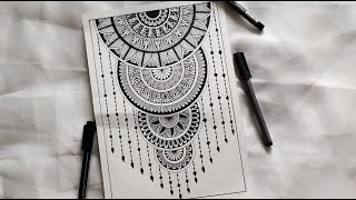 How to Draw Mandala Art  SemiCircle Mandala  How to draw Mandala for Beginners  Easy mandala [upl. by Nel]