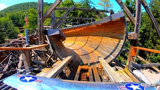 Trackless Wooden Bobsled Coaster  Flying Turns  Knoebels Amusement Park [upl. by Edwin]