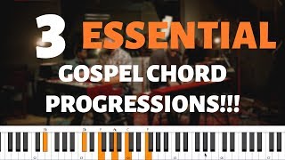 3 BASIC GOSPEL CHORD PROGRESSIONS  Beginners Piano Tutorial [upl. by Lyrej413]