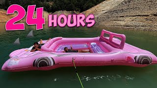 24 Hours Overnight on a GIANT PINK inflatable LIMO [upl. by Vivian]