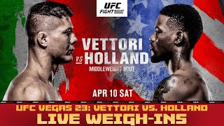 UFC on ABC WeighIns Vettori vs Holland [upl. by Nylannej]