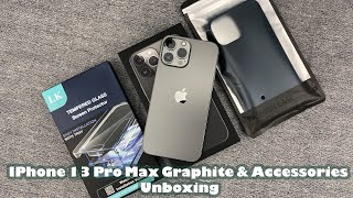 iPhone 13 Pro Max Graphite amp Accessories Unboxing [upl. by Yeznil]