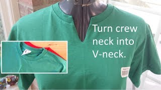 Change Crew Neck TShirt to V Neck  Hand Sewing [upl. by Dante]