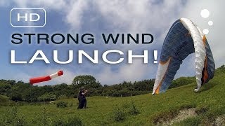 Paraglider Control Strong Wind Launching Simple Depower [upl. by Carhart]