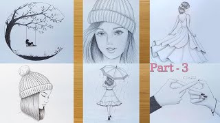 Part  3  6 easy drawing ideas  Pencil sketch Tutorials  Art Videos [upl. by Appel]