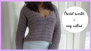 Simple Crochet Sweater  easy method  Naturally Danielle [upl. by Sikras]