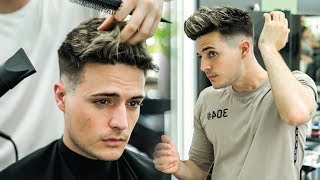 Skin Fade Textured Quiff Haircut amp Hairstyle Tutorial  Mens Summer Hair  BluMaan 2018 [upl. by Tama]