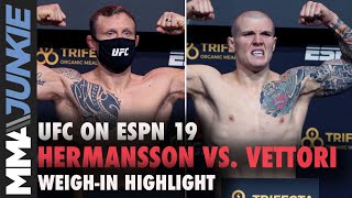 Jack Hermansson Marvin Vettori official for main event  UFC on ESPN 19 weighin highlight [upl. by Atinahc]