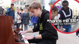 I played GIORNOS THEME on piano in public [upl. by Yllen674]