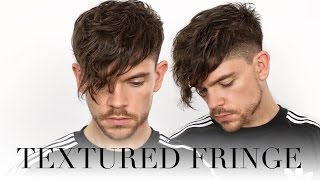 Men’s Textured Fringe  Creating Curls With Salt Spray [upl. by Nnylsaj]