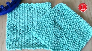 LOOM KNIT Dishcloth Washcloth Seed Stitch Textured  Beginner Easy [upl. by Ardiek]