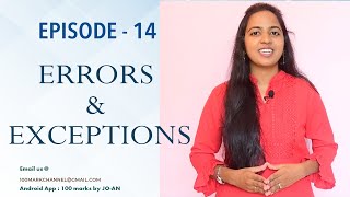 Episode14Errors and Exceptions​ in PythonPart  1 Learn Python in Tamil  By Dr S Ancy [upl. by Syhr753]