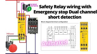 How to wire Safety Relay  Emergency Stop Dual Channel Monitoring with reset  Easy Explained [upl. by Buckels]