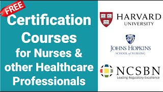 FREE Certification Courses for NURSES amp other Healthcare Professionals Part 1  Nurse Resumé [upl. by Huda]