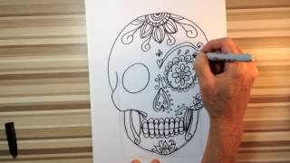 How to draw sugar skulls art tutorial [upl. by Sheilah]