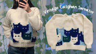 Crochet Vintage Catghan Sweater Tutorial [upl. by Atlanta545]