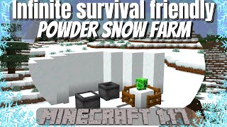 Minecraft 117 Survival  Infinite Powder Snow Farm in Survival Minecraft  EASY TUTORIAL 2021 [upl. by Salokin168]