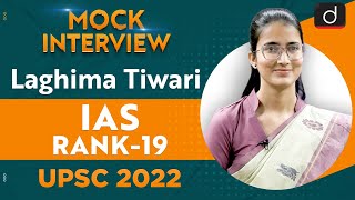 Laghima Tiwari Rank 19  UPSC CSE 2022  English Medium  Mock Interview  Drishti IAS English [upl. by Swetlana]