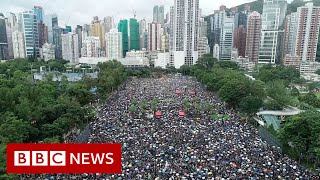 Aerial footage shows extent of Hong Kong protest  BBC News [upl. by Acinonrev689]