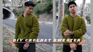 CROCHET SWEATER TUTORIAL FOR BEGINNERS  how to crochet an oversized pullover sweater EASY 💫 [upl. by Myron459]