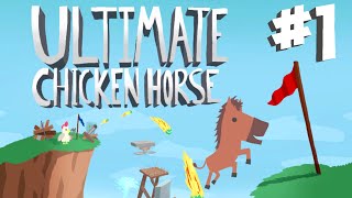 Stumpt Plays  Ultimate Chicken Horse  1  Party Mode 4 Player Gameplay [upl. by Arreik]