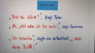 Wörtliche Rede direkte Rede mit Beispielen  Deutsch  Grammatik  Lehrerschmidt [upl. by Hanavas]