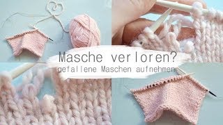 Stricken für Anfänger  Verlorene Maschen aufnehmen Anleitung [upl. by Eimam718]