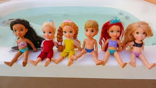 Elsa and Anna toddlers pool party and challenges [upl. by Thorstein571]