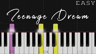 Teenage Dream Katy Perry  EASY Piano Tutorial [upl. by Chrisse]