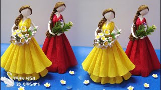 DIY Crepe paper doll tutorial home decoration idea  tutorial de muñeca de papel crepé [upl. by Wrigley]