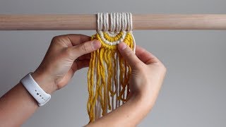 DIY Macrame SemiCircle Wall Hanging  Adding Colour [upl. by Alletsyrc]