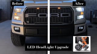 2016 Ford F150 LED HeadLight Bulb Conversion Before amp After [upl. by Gayelord955]