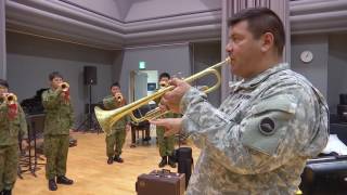 USARJ Band teaches JGSDF how to play the bugle [upl. by Schlessinger]