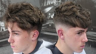 HAIRCUT TRANSFORMATION HOW TO DO A MID SKIN FADE WITH A TEXTURED FRINGE FOR BEGINNERS [upl. by Adni]