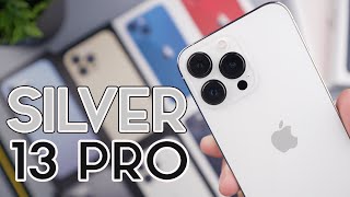 Silver iPhone 13 Pro Unboxing amp First Impressions [upl. by Saerdna625]