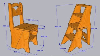 Como hacer una SILLA ESCALERA de madera sólida DIY Step Ladder Chair Easy [upl. by Garap]