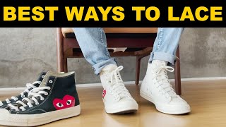 BEST WAYS TO LACE HIGH TOP CONVERSE  CDG [upl. by Siuqramed]