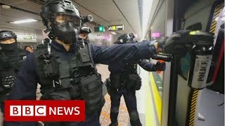 Hong Kong police storm metro system after protests  BBC News [upl. by Fabri]