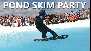 Epic Pond Skim Snowboard Party on Whistler Mountain [upl. by Haronid]